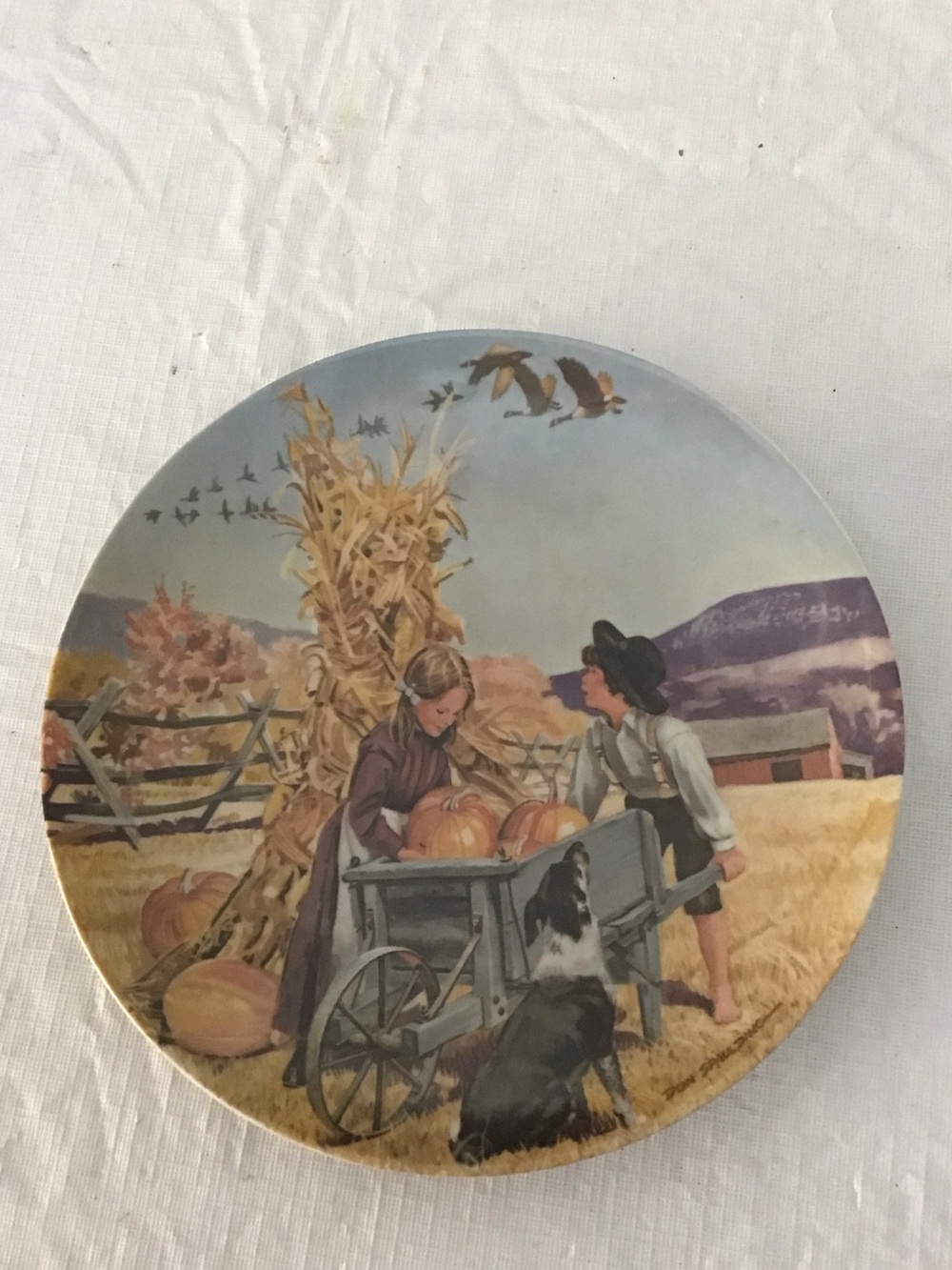 Knowles Decorative Plate in White and Black Script - Limited Edition #213
